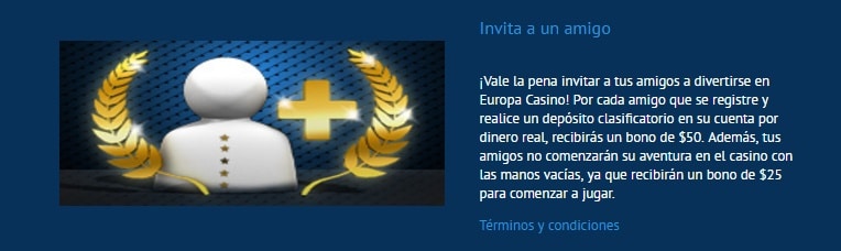Europa Casino invita a un amigo