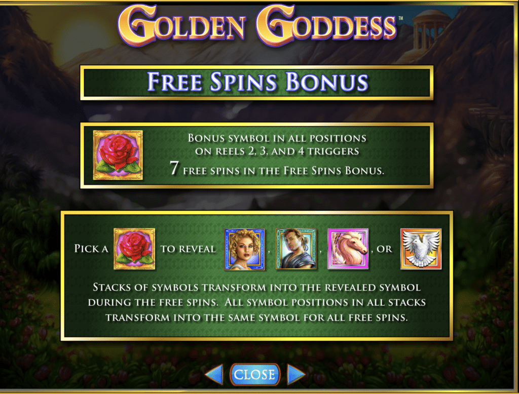 Golden Goddess free spins