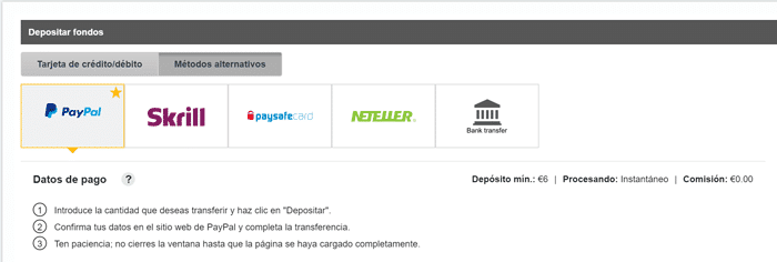 Depósitos PayPal