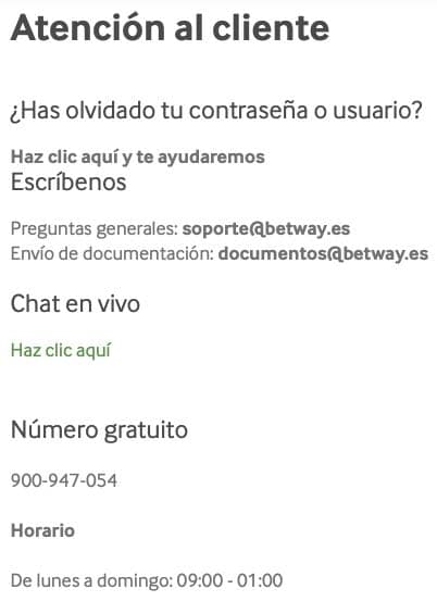 betway atención al cliente