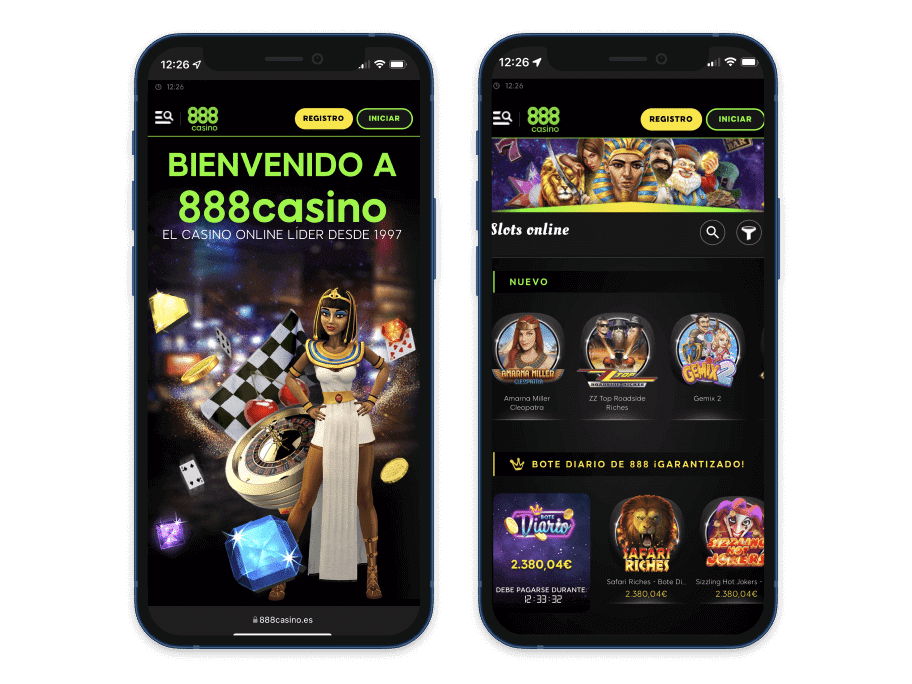 Vista previa del casino online 888casino en el móvil