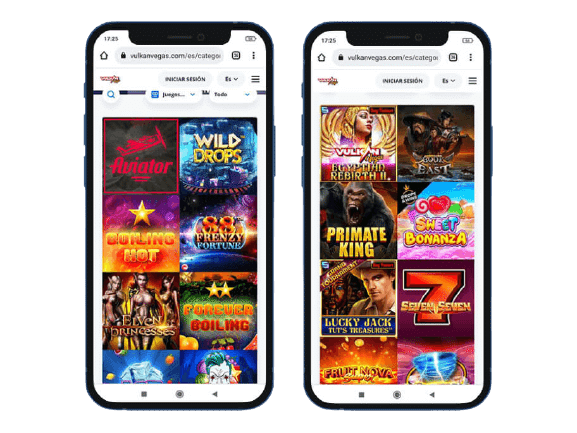 Vista previa del casino online Vulkan Vegas en el móvil