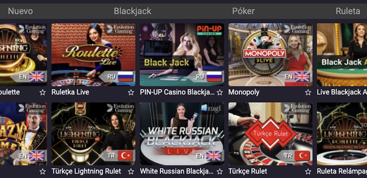 Pin-Up Casino online en vivo