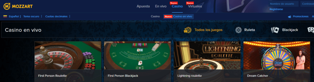 el casino online en vivo de mozzartbet