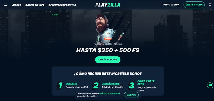 Bono de bienvenida de PlayZilla
